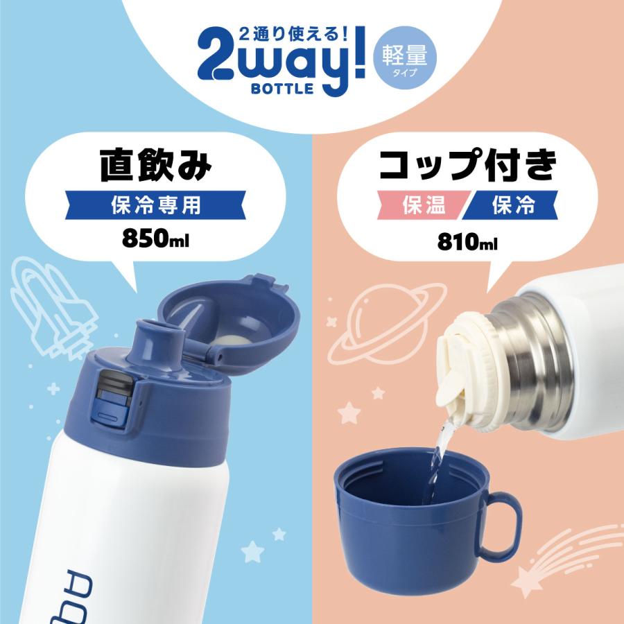 子ども用水筒 軽量 青 真空断熱2WAYボトル800ml ネイビーブルー｜サーモス 水筒 キッズ