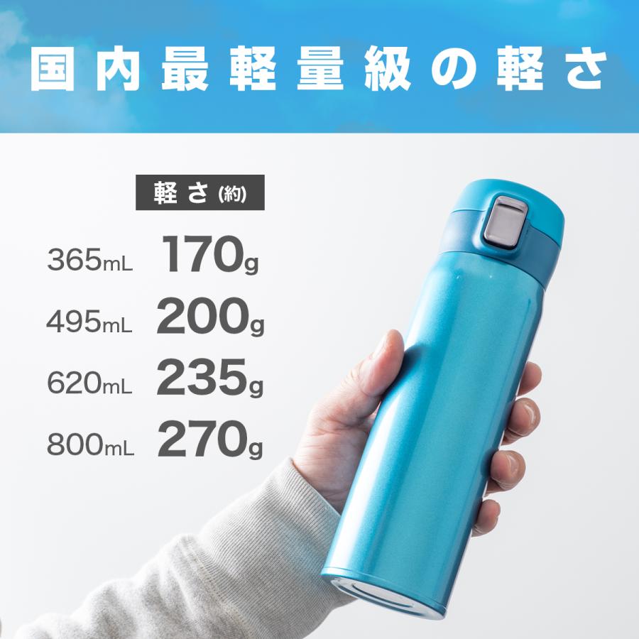 Airlist（Atlas） 水筒 365ml 保温 保冷 真空断熱 ステンレス 超軽量 ワンタッチボトル マグボトル 洗いやすい 分解中栓 ...