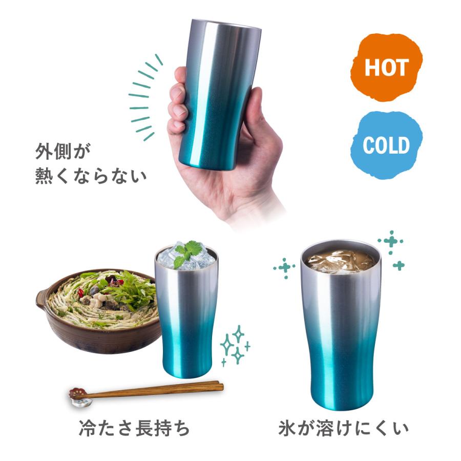 24個セット ステンレス タンブラー 430ml 保温 保冷 真空断熱 グラデーションカラー なめらか飲み口 父の日 酒 ビール ギフト シンクス アトラス ASTG-433-24Pの画像