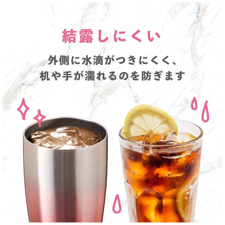 24個セット タンブラー 430ml 保温 保冷 真空断熱 ステンレス グラデーションカラー なめらか飲み口 ピンク シンクス アトラス ASTG-433PK24P｜atlas2001｜04