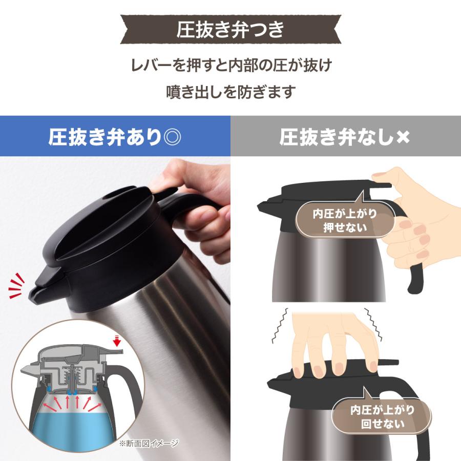 12個セット 卓上ポット 800ml 保温 保冷 真空断熱 ステンレス 超軽量 コンパクト スリム 保温ポット 保冷ポット 魔法瓶 シルバー バリウス AVTP-800SV12P_5