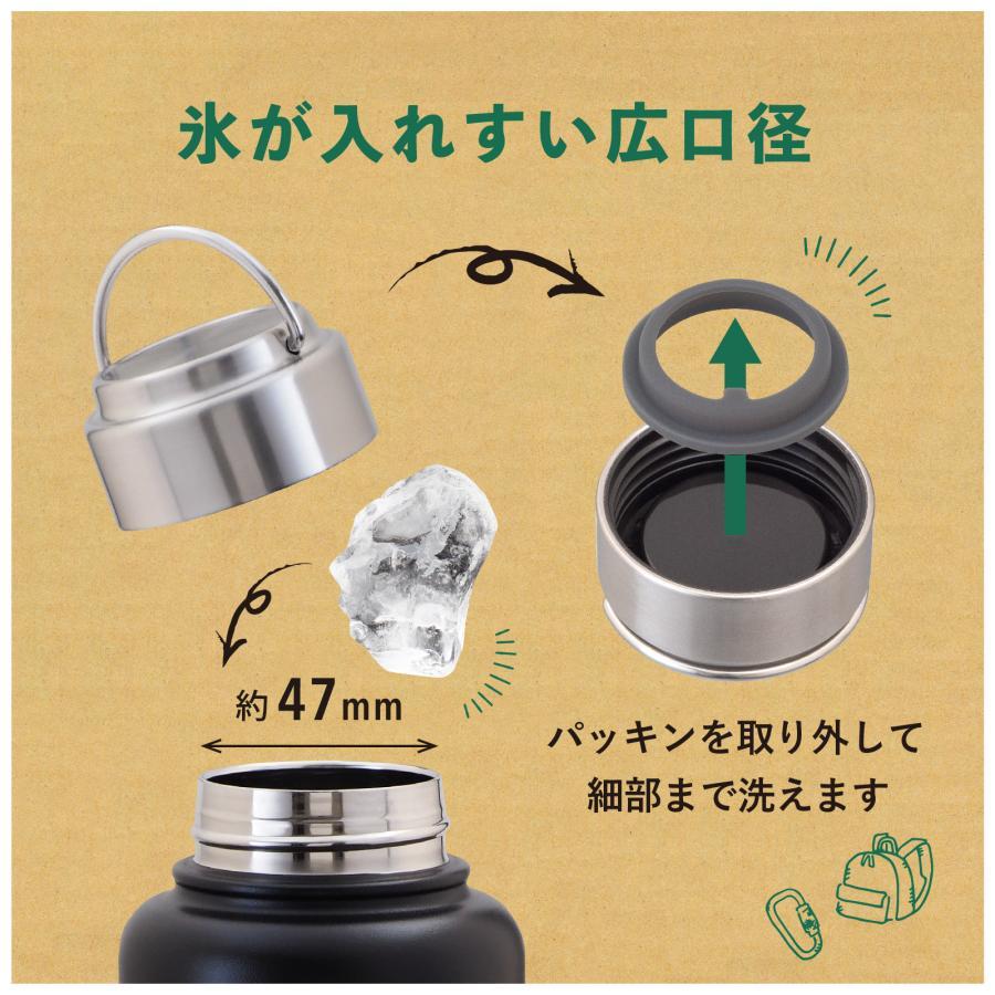 水筒 500ml 530ml 保温 保冷 ハンドル付き スクリューボトル アウトドア キャンプ 軽量 ステンレス 真空断熱 マグボトル ウェンズプロダクツ AWPB-500 | WENS | 11