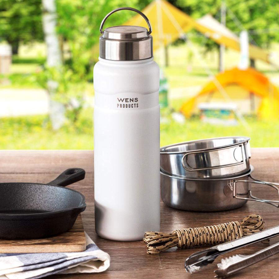 WENS 水筒 700ml 保温 保冷 ハンドル付き スクリューボトル アウトドア
