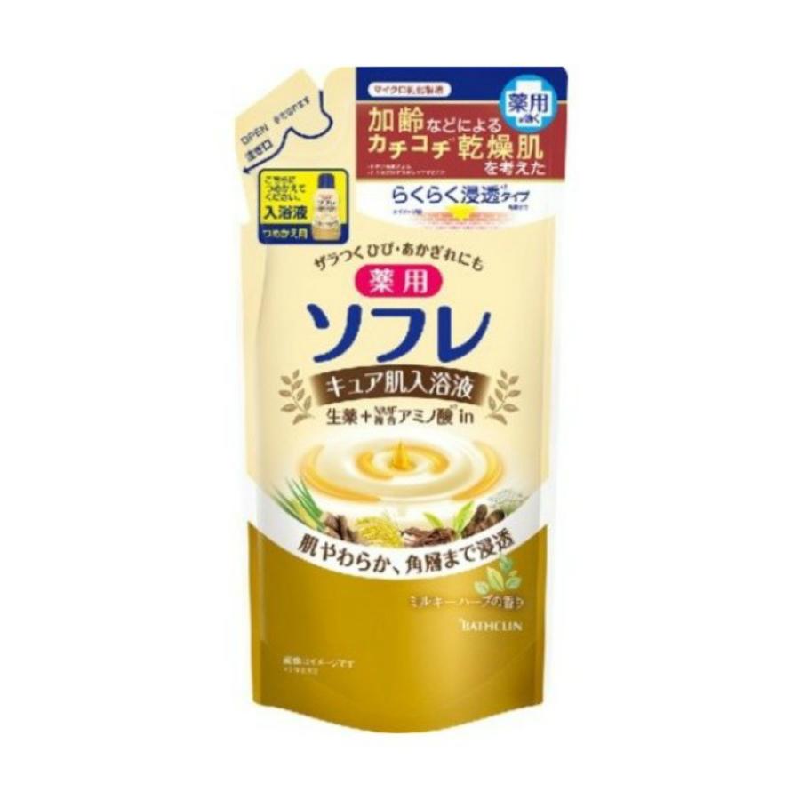 バスクリン 薬用ソフレ キュア肌入浴液 ミルキーハーブの香り つめかえ用 400ml｜atlife-shop