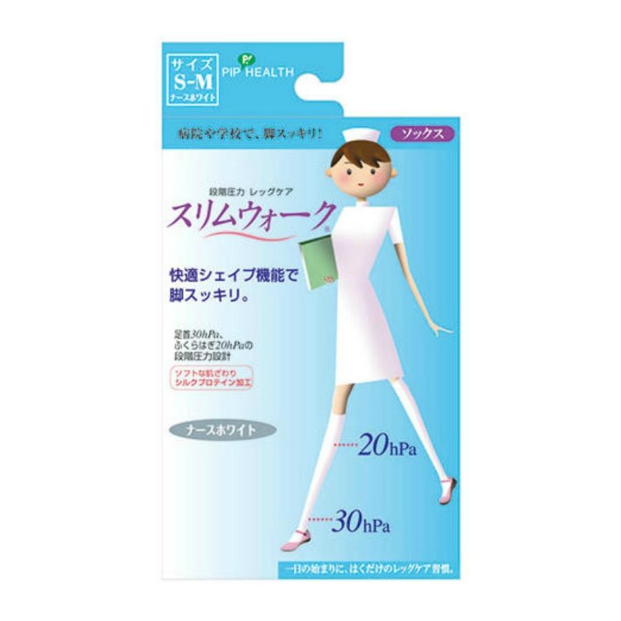 【送料無料・まとめ買い×24個セット】ピップ スリムウォーク ソックス ナースホワイト S-M 1足入
