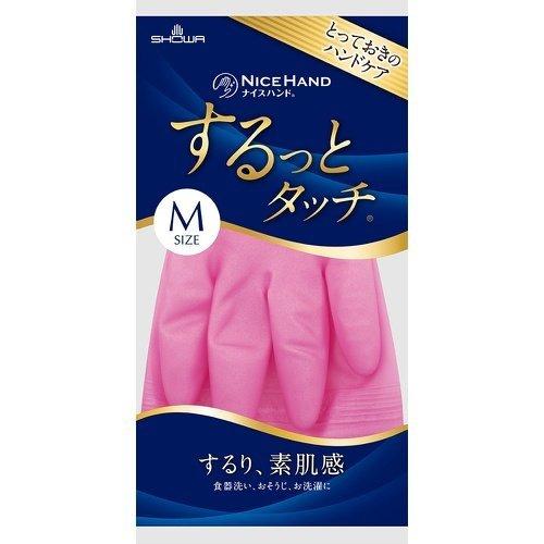 ショーワグローブ　ナイスハンド　するっとタッチ　キッチングローブ　M　ピンク