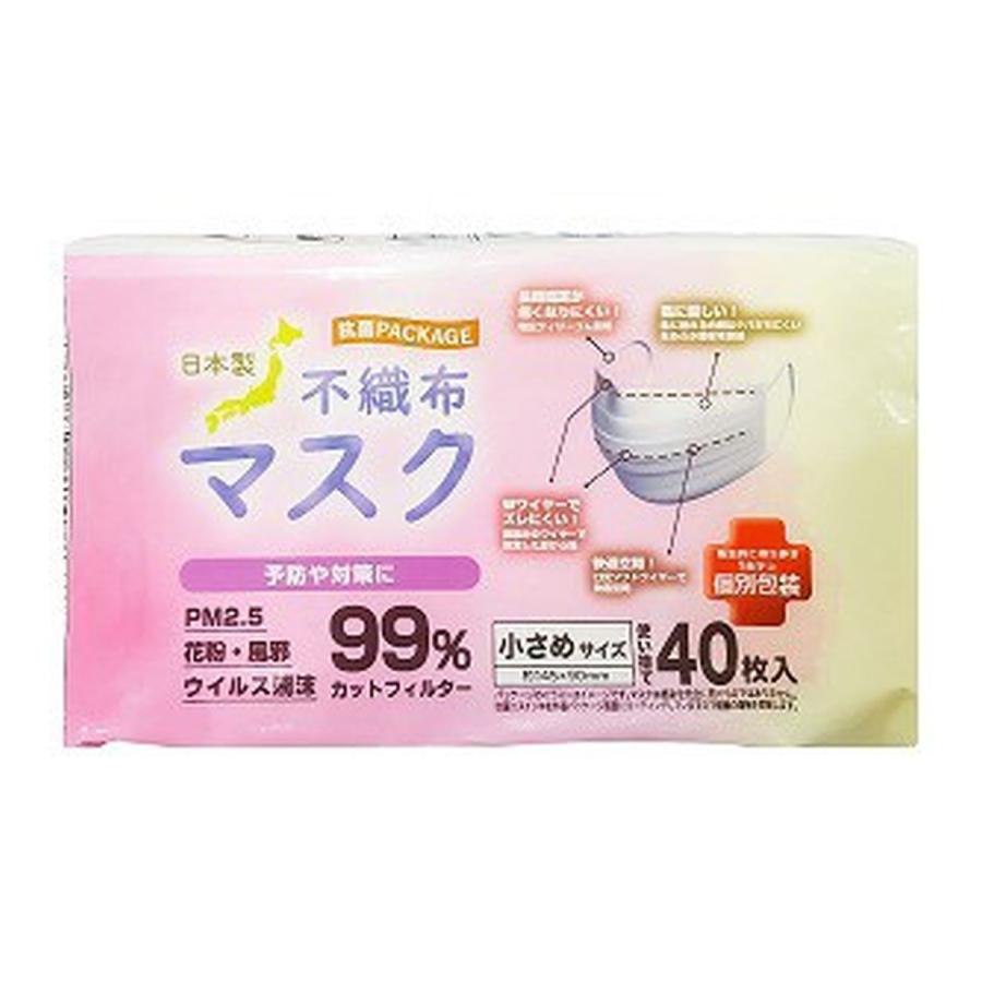 エイトロン 抗菌防臭マスク 小さめ 40枚入 日本製 : アット