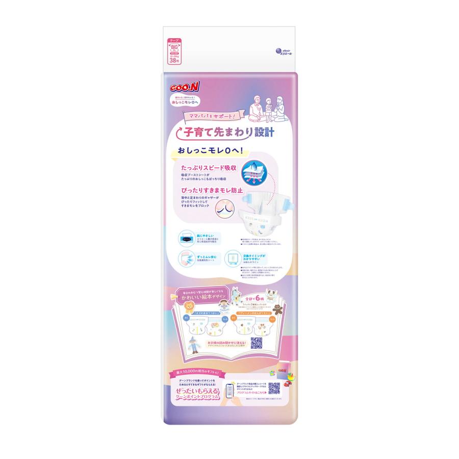 GOO.N (送料無料)グーン おしっこモレ0へ BIGサイズ テープ 38枚