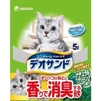 ユニ・チャーム デオサンド オシッコのあとに香りで消臭する砂 ナチュラルグリーンの香り 5L｜atlife