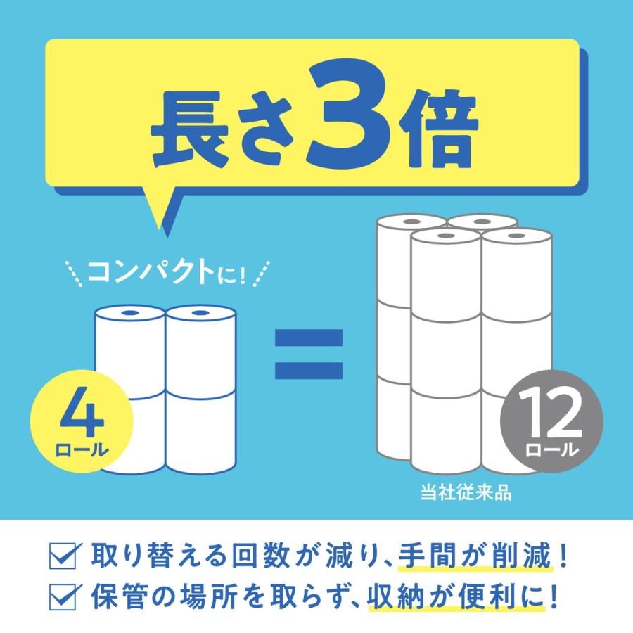 【送料無料・まとめ買い×12個セット】日本製紙クレシア スコッティ フラワーパック 3倍長持ち トイレットロール シングル 150m×4ロール｜atlife｜05