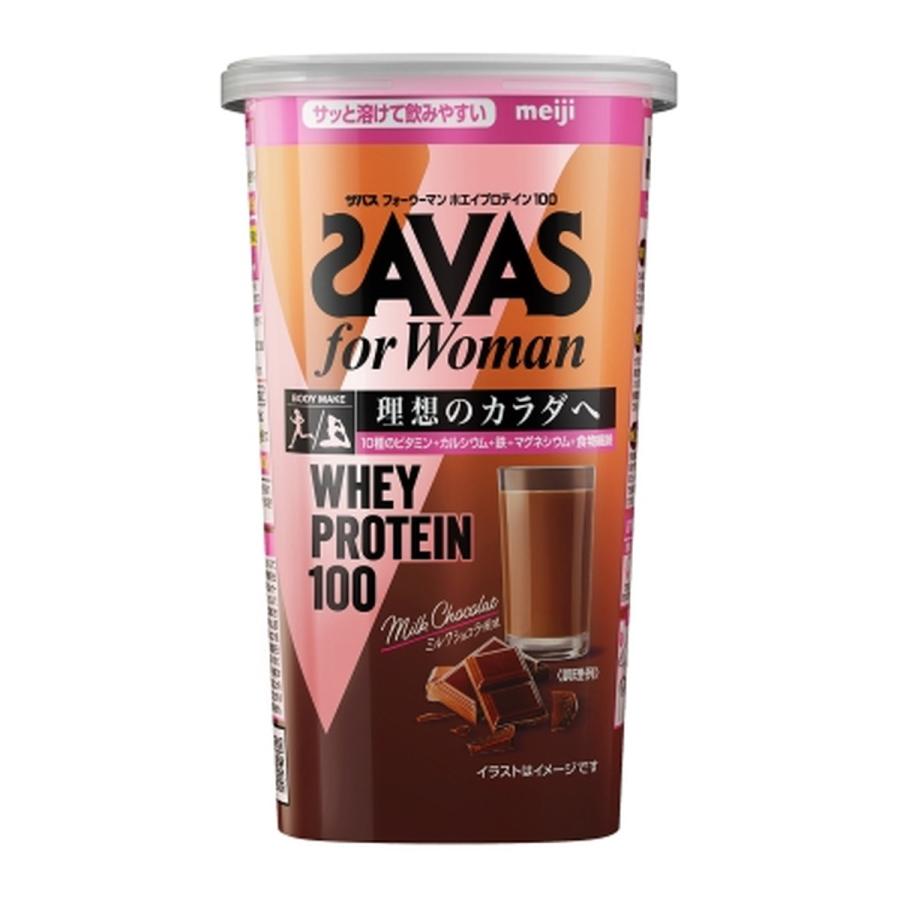 (送料無料・まとめ買い×12個セット)ザバス フォーウーマン ホエイプロテイン100 マルチビタミン\u0026ミネラル ミルクショコラ風味 280gの画像