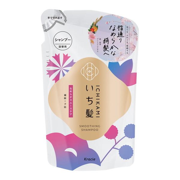 (送料無料・まとめ買い×18個セット)いち髪 なめらかスムースケア シャンプー つめかえ用 みずみずしく可憐な山桜三分咲きの香り 320mLの画像