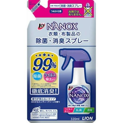 (送料無料・まとめ買い×24個セット)ライオン LION トップ NANOX ナノックス 衣類・布製品の除菌・消臭スプレー つめかえ用 320ml