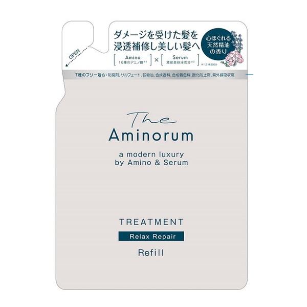 (送料無料・まとめ買い×24個セット)熊野油脂 The Aminorum ジ アミノラム トリートメント つめかえ用 350mlの画像