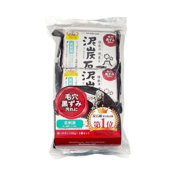 (送料無料・まとめ買い×36個セット)ペリカン石鹸 泥炭石 100g×3個入 洗顔せっけん_1