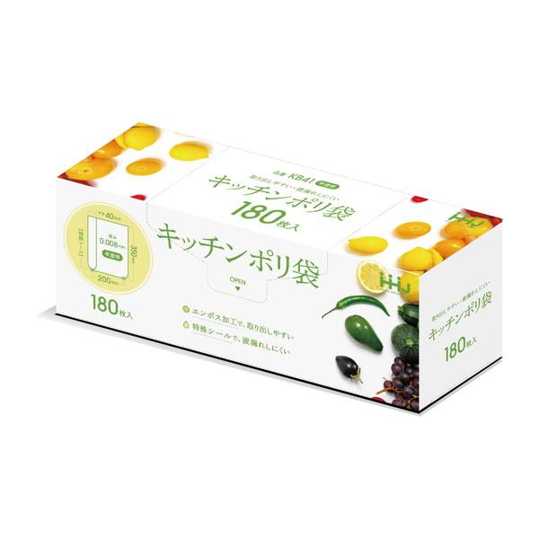 (送料無料・まとめ買い×50個セット)ハウスホールドジャパン KB41 キッチン ポリ袋 BOX 半透明 180枚の画像