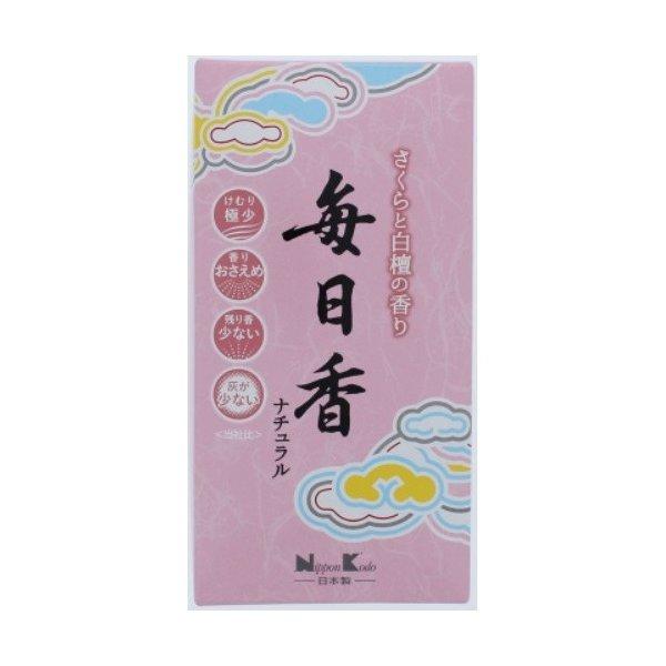 (送料無料・まとめ買い×60個セット)日本香堂 毎日香 ナチュラル さくらと白檀の香り 110gの画像