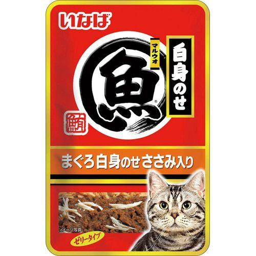 (送料無料・まとめ買い×96個セット)いなば マルウオ 白身のせ パウチ まぐろ白身のせささみ入り ゼリータイプ 40g 1個