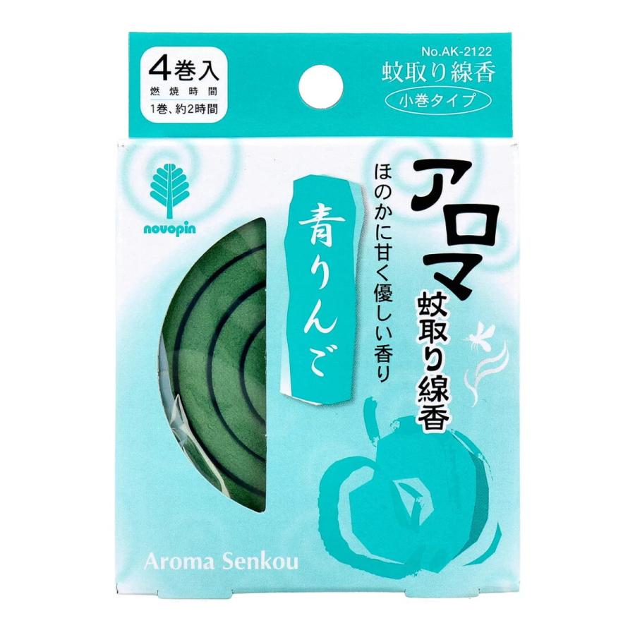 (送料無料・まとめ買い×300個セット)紀陽除虫菊 アロマ 蚊取り線香 青りんご 4巻