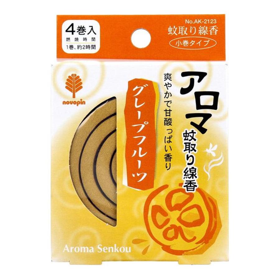 (送料無料・まとめ買い×300個セット)紀陽除虫菊 アロマ 蚊取り線香 グレープフルーツ 4巻
