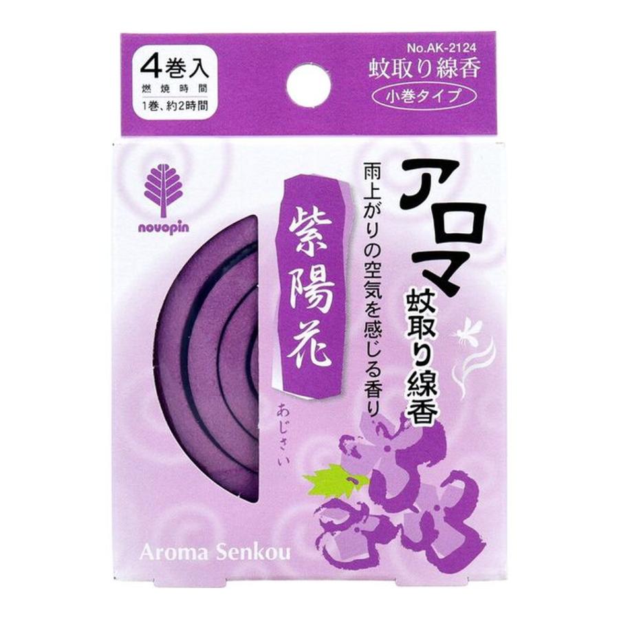 (送料無料・まとめ買い×300個セット)紀陽除虫菊 アロマ 蚊取り線香 紫陽花 4巻