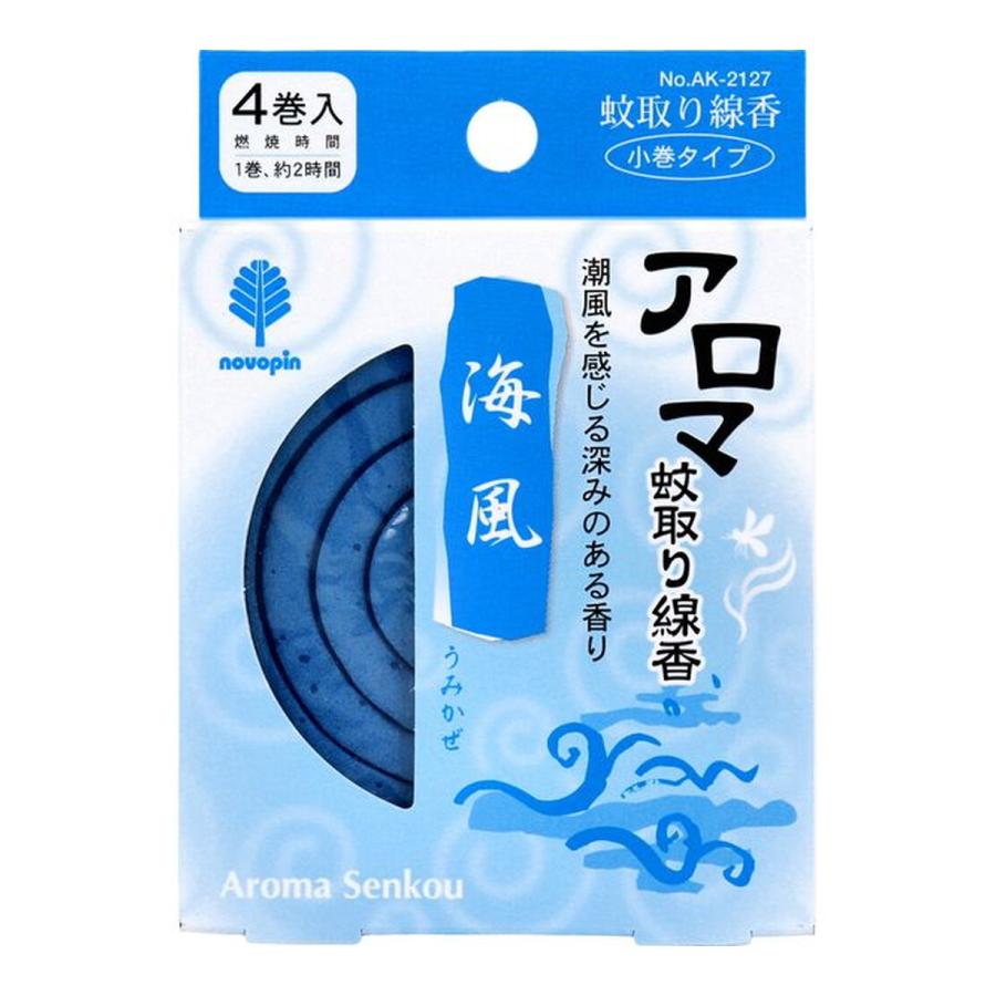 (送料無料・まとめ買い×300個セット)紀陽除虫菊 アロマ 蚊取り線香 海風 4巻