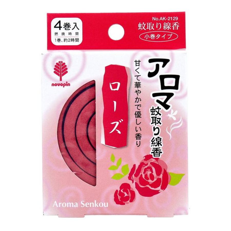 (送料無料・まとめ買い×300個セット)紀陽除虫菊 アロマ 蚊取り線香 ローズ 4巻