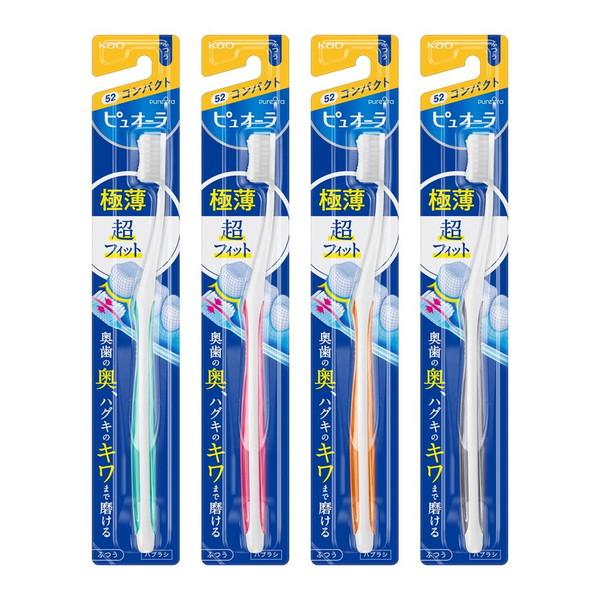 花王 ピュオーラ ハブラシ コンパクト ふつう 1本 （1本・カラー選択不可） (送料無料・まとめ買い×72個セット)_1