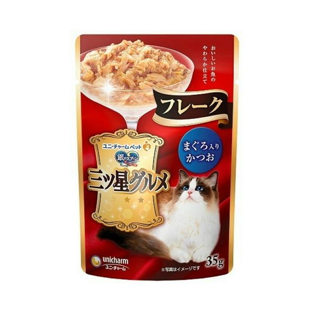 (送料無料・まとめ買い×160個セット)ユニ・チャーム 三ツ星フレーク まぐろかつお 35gの画像