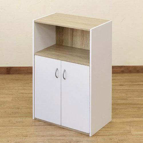 木製 キャビネット 棚付き 2扉 両開き オープンシェルフ ラック 収納