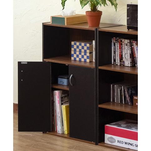 木製 キャビネット 棚付き 2扉 両開き オープンシェルフ ラック 収納