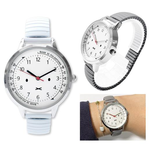 ミッフィ ジャバラ 腕時計 ステンレス 伸縮 バンド ナースウォッチ ホワイト 男女兼用 (NM) | Miffy