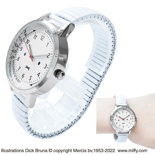 ミッフィ ジャバラ 腕時計 ステンレス 伸縮 バンド ナースウォッチ ホワイト 男女兼用 (NM) | Miffy | 01