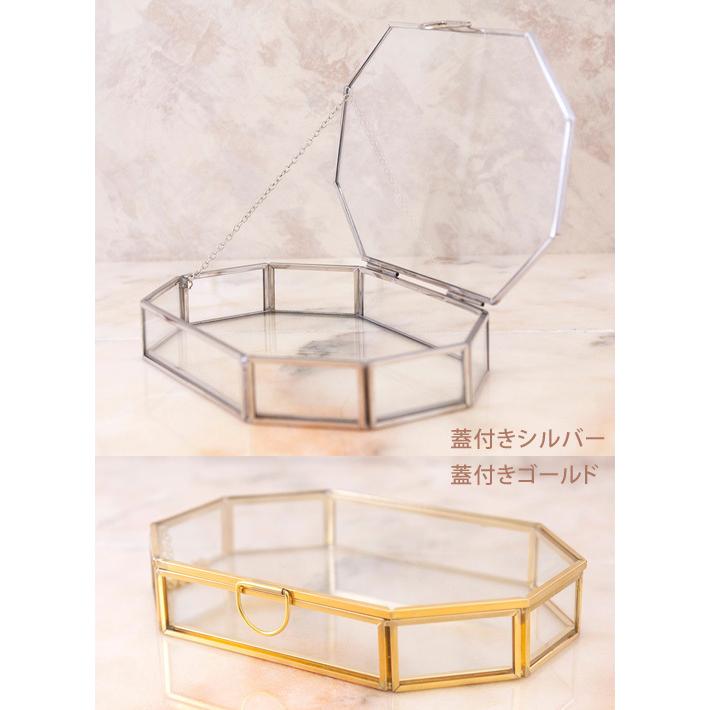 大型 ガラストレイ コレクションケース 2台セット ジュエリーボックス ディスプレイ 棚 シルバー ゴールド |  | 01