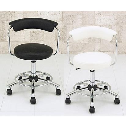 丸イス 回転チェア キャスター付き クロームメッキ ソフトレザー 幅54cm 座面 高さ調節可 ブラック ブラウン ホワイト 丸椅子 | 