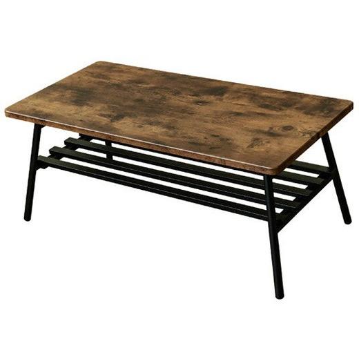 W80 収納 付き 折りたたみ テーブル 棚板付き ローテーブル ウォールナット 机 完成品 センターテーブル ローデスク | 