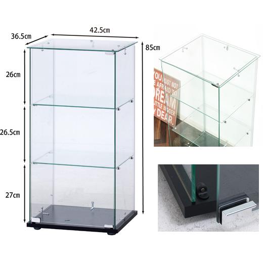 アンティーク　ガラスショーケース　グリーンガラス　３段ケース 大人気 ミニチュアガラスショーケース コレクションケース 木製