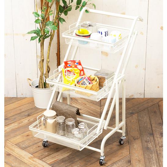 キッチンワゴン メッシュ カゴ キャスター 3段 収納 ワイヤー ディスプレイ シンプル おしゃれ 北欧 店舗用 |  | 03