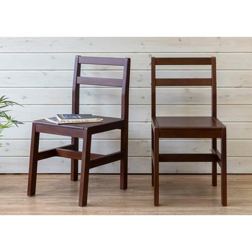 ダイニングチェア 2脚セット ダークブラウン ライトブラウン 天然木