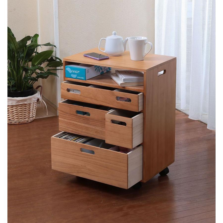 両面引き出し式　収納上手なテーブル下ワゴン TAN-151（収納家具、サイドチェスト、キャビネット、リビング収納家具） | 