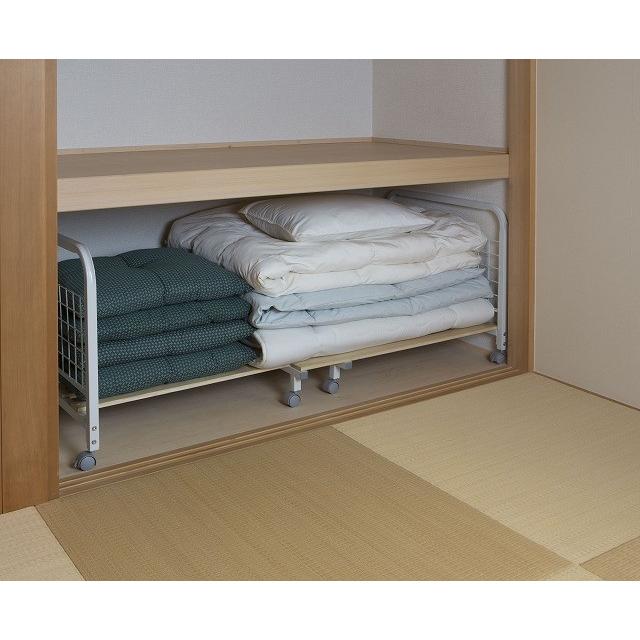 桐すのこ布団収納ラック TS-80(押し入れ収納 押し入れラック 布団ラック 伸縮 スライド式 木製 キャスター付き 棚 湿気) | 