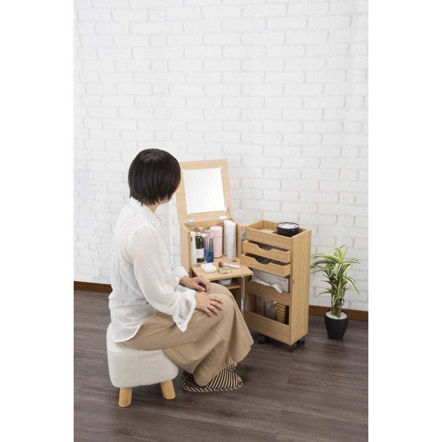 ミラー付き収納ワゴン LT-140 ナチュラル(ドレッサー デスク ミラー付き収納ワゴン LT-140 ナチュラル(ドレッサー デスク