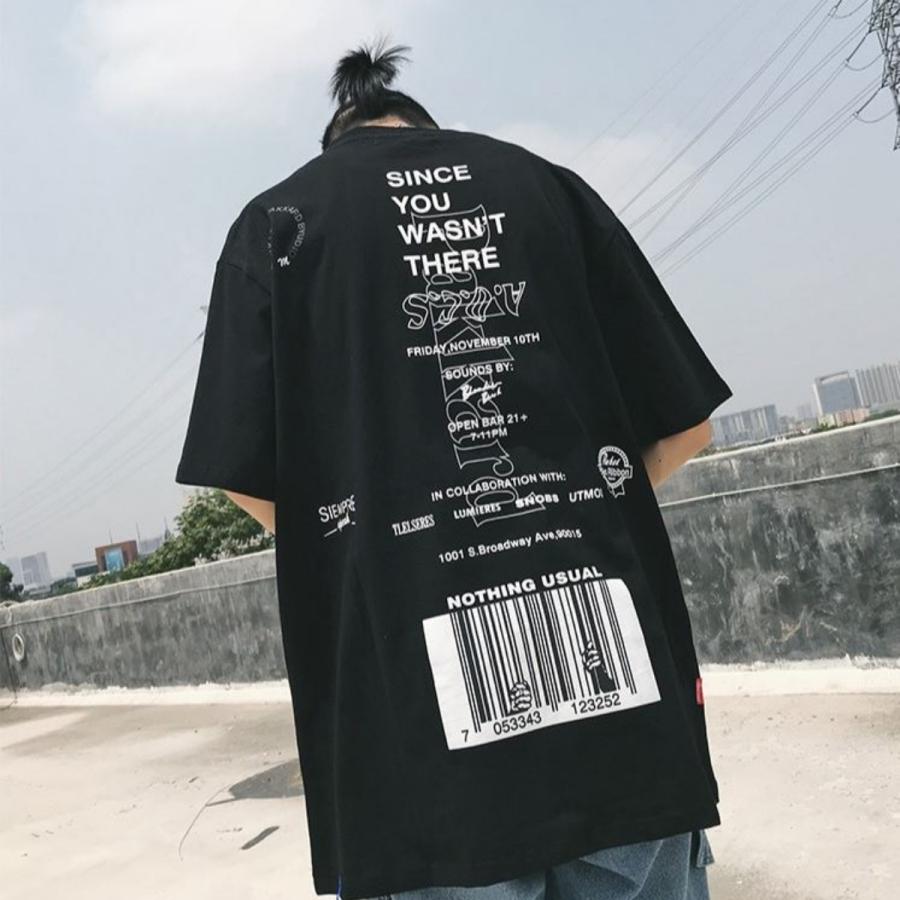 バーコードプリント ビッグtシャツ メンズ 韓国ファッション ストリート ビッグトップス Zutty 通販 Yahoo ショッピング