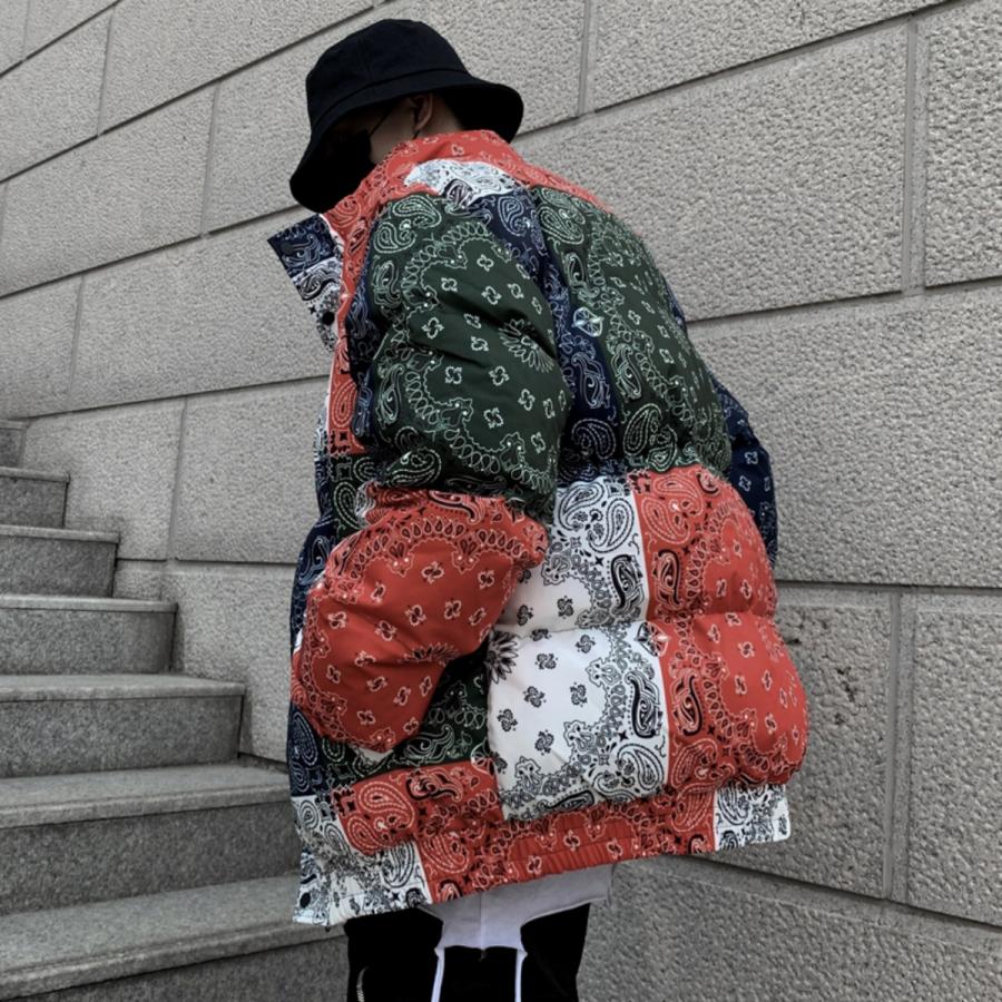 ペイズリー 中綿ブルゾン メンズ ストリートファッション 肉厚 冬 アウター ファイバーダウン パネルバンダナ柄 ジャケット Zutty 通販 Yahoo ショッピング