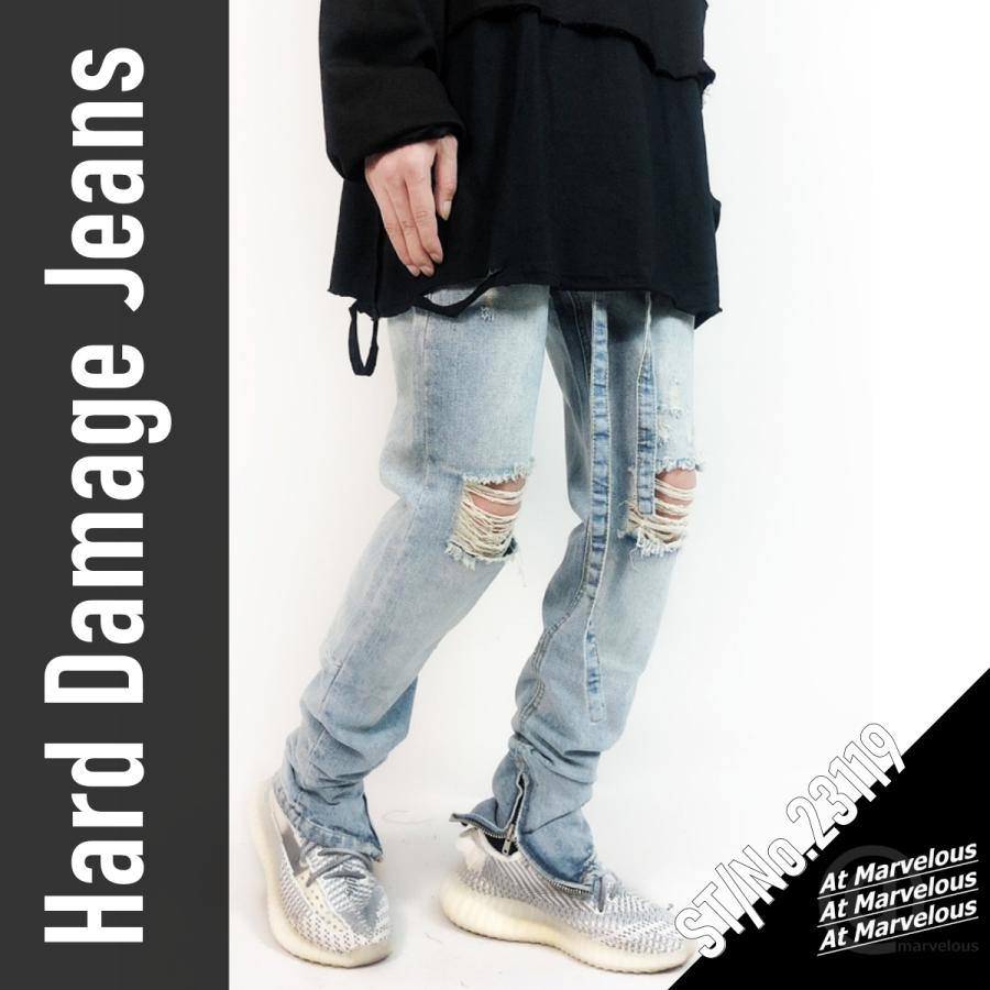 クラッシュ加工 ダメージ デニムパンツ ストリートファッション メンズ ジーンズ オールシーズン ロングパンツ Zutty 通販 Yahoo ショッピング