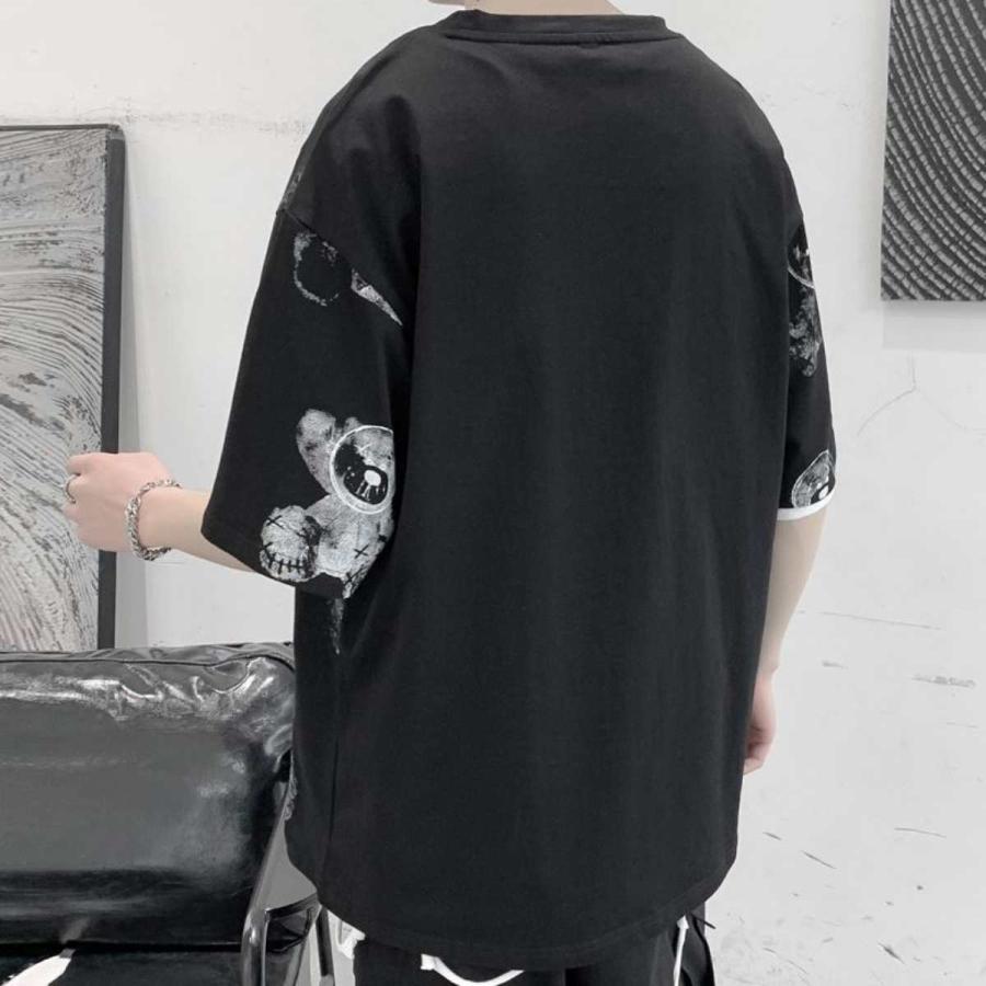 シャドウくまプリントｔシャツ メンズ ストリートファッション 半袖tシャツ トップス 夏 総柄 クマ ストリート系 Zutty 通販 Yahoo ショッピング