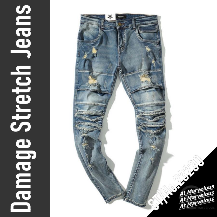 ダメージストレッチジーンズ メンズ デニム ロングパンツ ストリート ロック ストリートファッション Gパン ボトムス Zutty 通販 Yahoo ショッピング