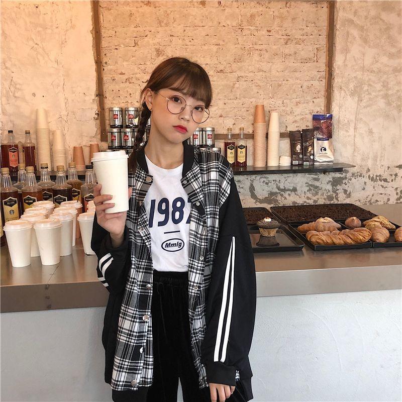 チェック スウェット 切り替え ブルゾン レディース アウター ジャケット ビックシルエット 袖ライン オーバーサイズ 韓国ファッション 春 秋 Belle M Rvelous 通販 Yahoo ショッピング