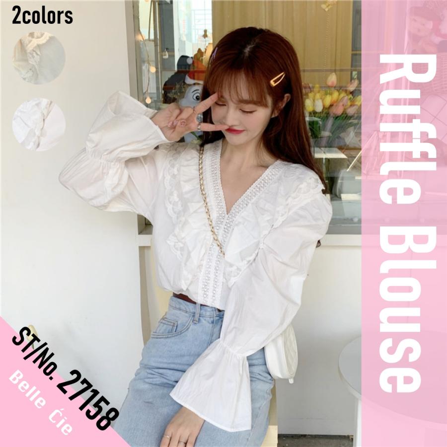 ラッフルレースブラウス レディース 韓国ファッション オルチャン Zutty 通販 Yahoo ショッピング