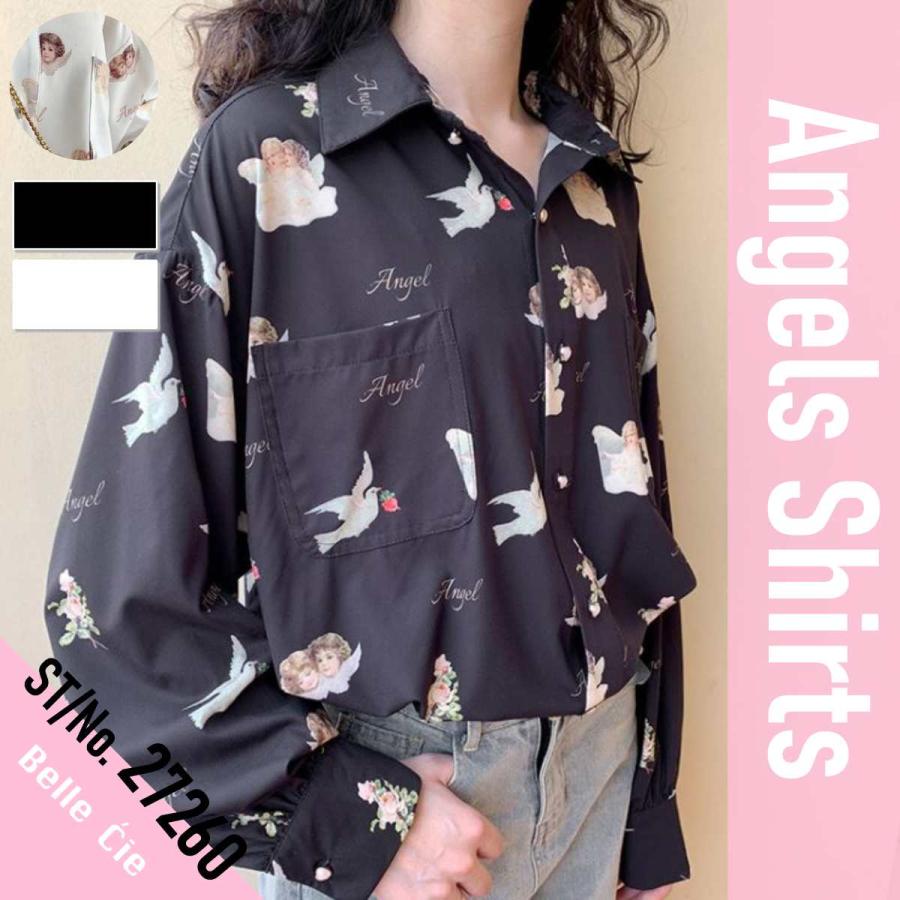 エンジェル サテンシャツ 長袖 韓国ファッション テロテロシャツ レディース 柄シャツ 春 秋 ブラウス 服 トップス ベルシー Zutty 通販 Yahoo ショッピング